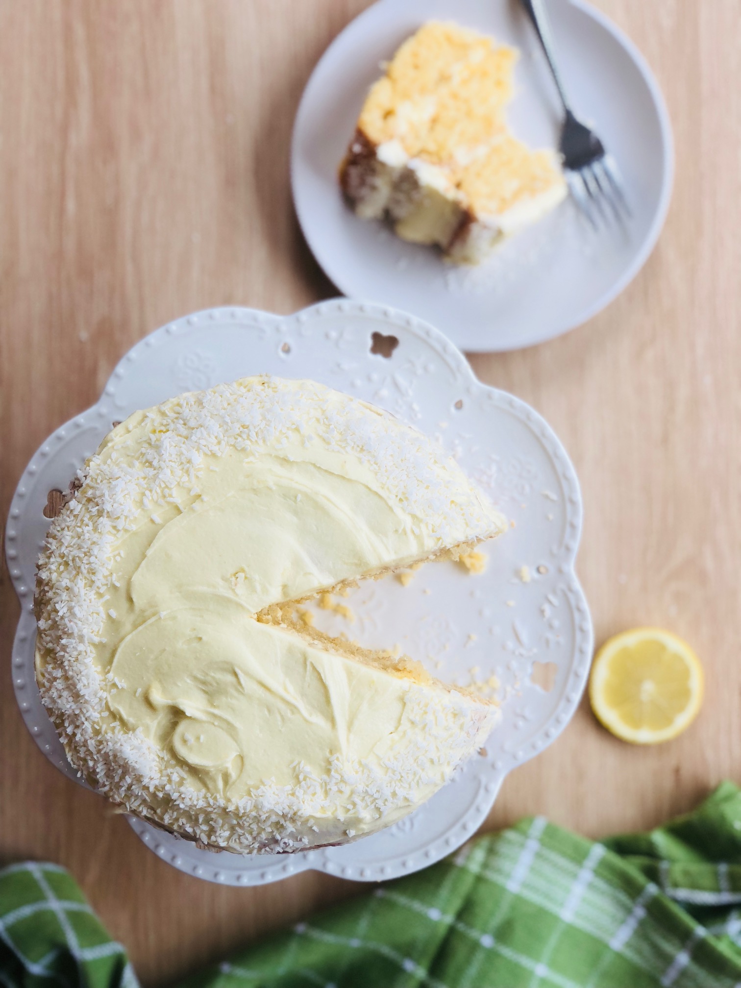 Lemon and coconut layer cake