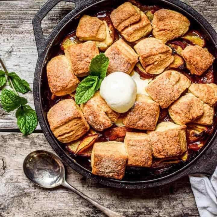 Peach Cobbler with Sourdough Biscuits