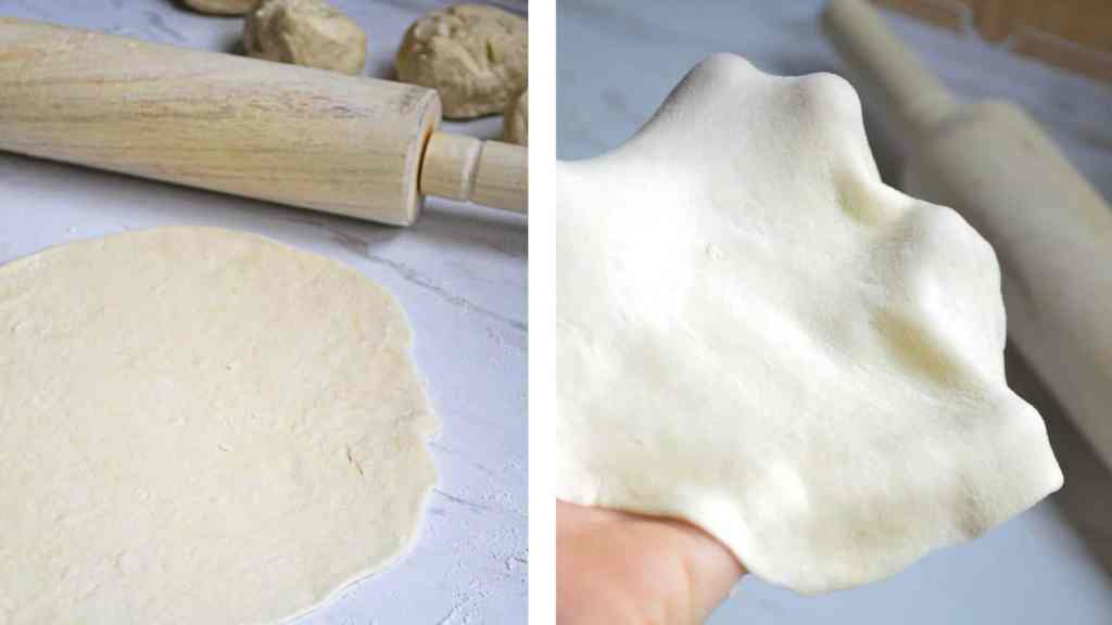 side by side of dough being rolled out