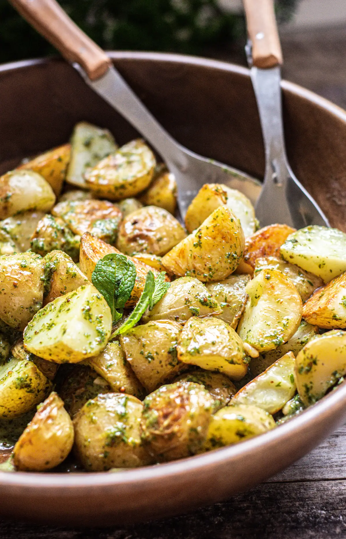 roasted dressing covered potatoes