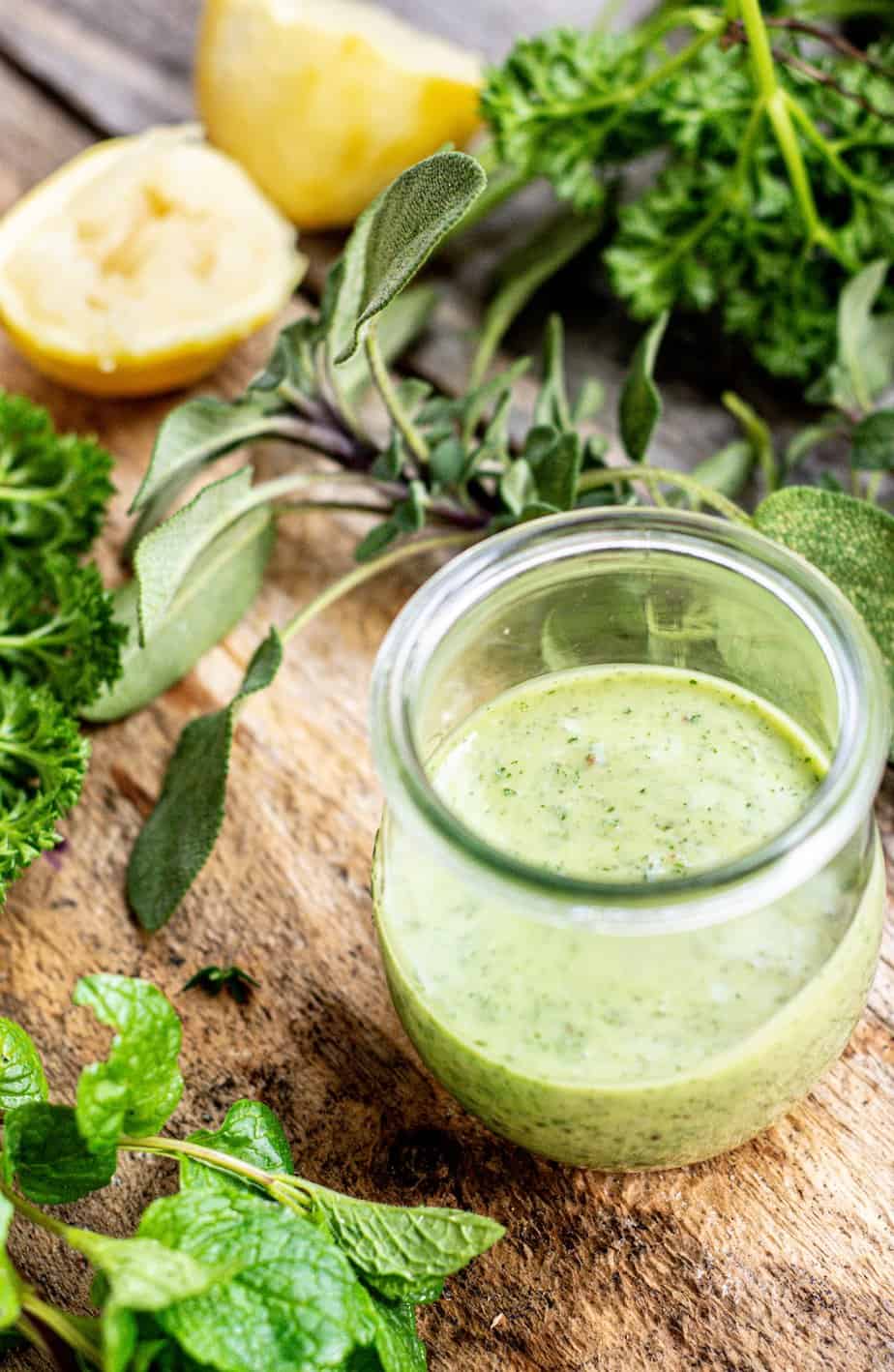 green dressing with herbs