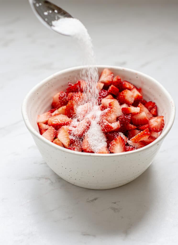 chopped strawberries with sugar 
