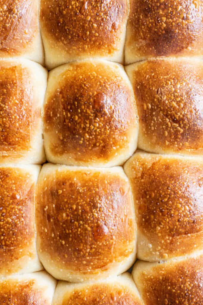 a birds eye view of baked rolls