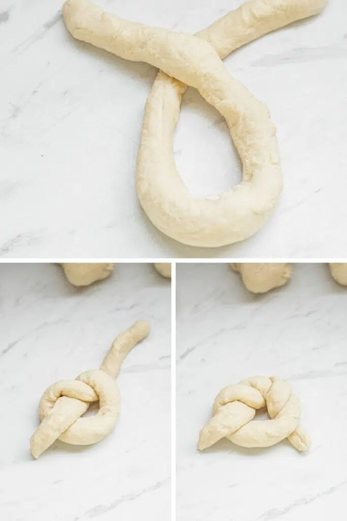 how to shape a dough knot.